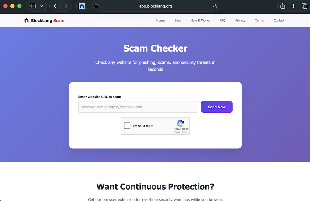 BlockLang Scam Checker